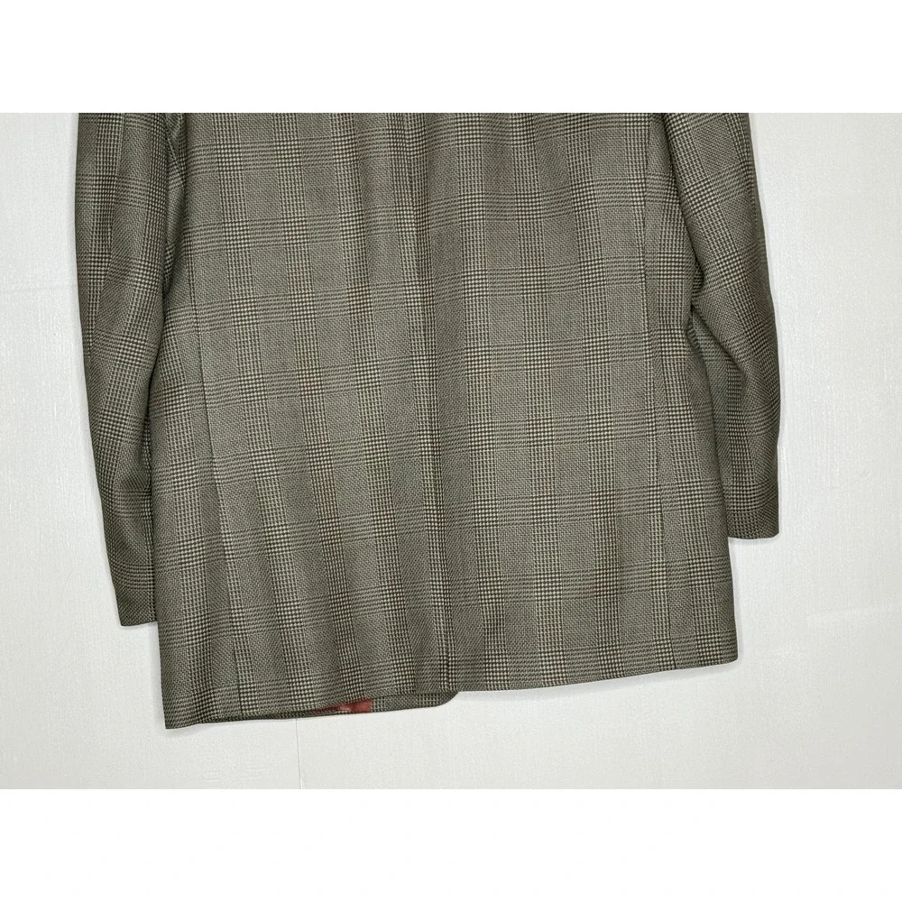 Pure Wool Glen Plaid Sport Coat Christian Aujard 42R Brown Classic Blazer